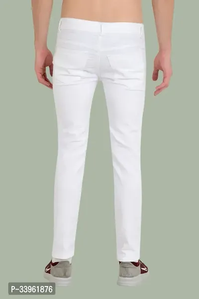 Stylish White Denim Distress Mid-Rise Jeans For Men-thumb2