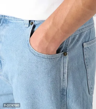 Elegant Light Blue Denim Solid Jeans For Men-thumb5