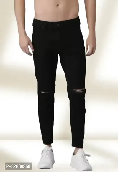 Stylish Black Denim Mid-Rise Jeans For Men-thumb0