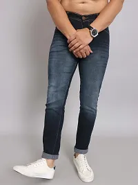 Stylish Blue Denim Faded Mid-Rise Jeans For Men-thumb2