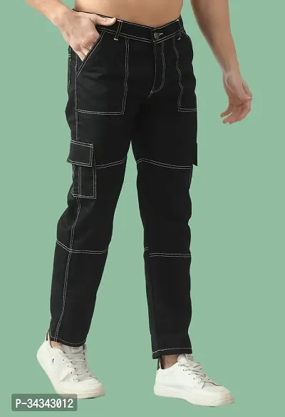 Elegant Black Denim Solid Jeans For Men And Boys-thumb0