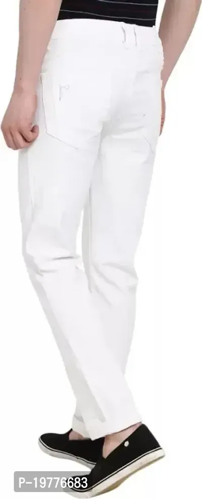 Reliable White Cotton Blend Mid-Rise Jeans For Men-thumb2