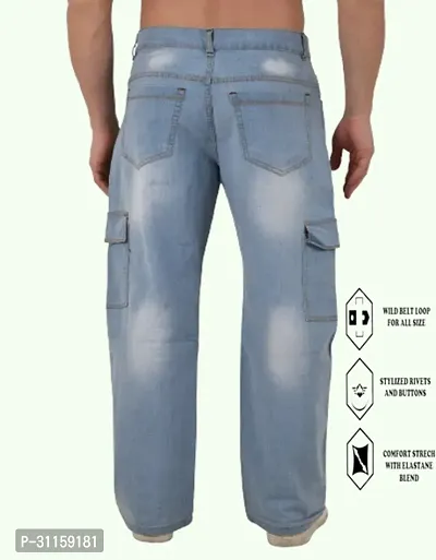 Stylish Blue Cotton Blend Mid-Rise Jeans For Men-thumb2