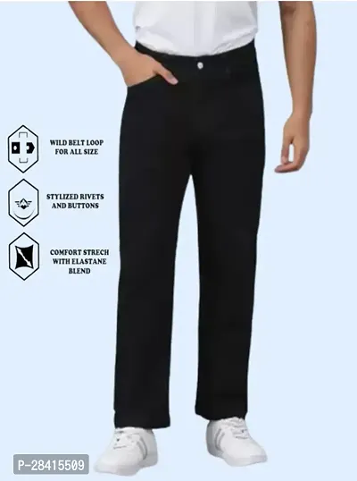 Stylish Black Denim Mid-Rise Jeans For Men