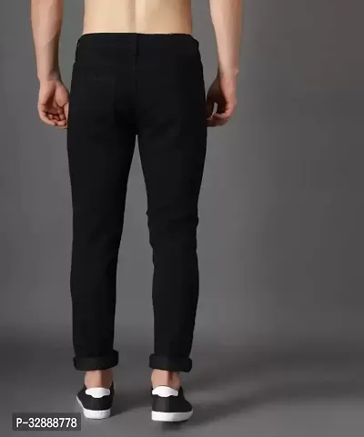 Stylish Black Denim Mid-Rise Jeans For Men-thumb2