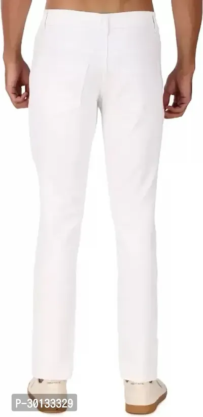 Stylish White Denim Distress Mid-Rise Jeans For Men-thumb2