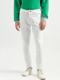 Stylish White Lycra Blend Mid-Rise Jeans For Men-thumb2