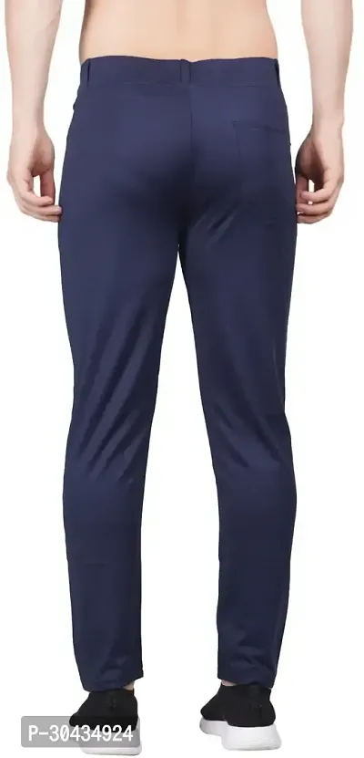 Stylish Blue Polyester Spandex Solid Track Pant For Men-thumb3