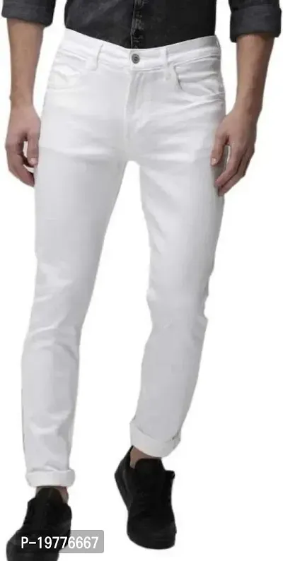 Reliable White Denim Mid-Rise Jeans For Men-thumb0