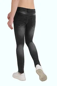 Stylish Black Denim Faded Mid-Rise Jeans For Men-thumb1