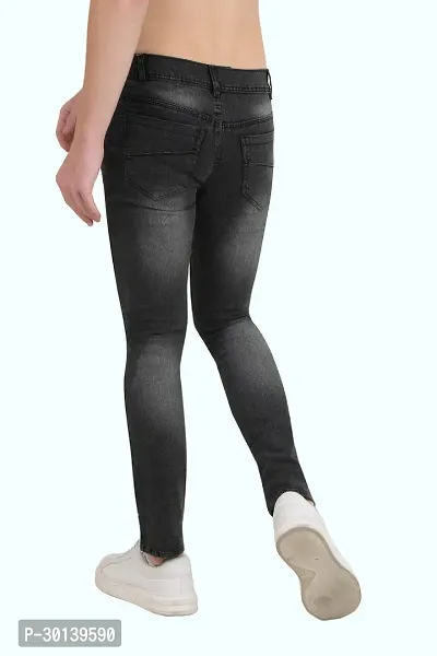 Stylish Black Denim Faded Mid-Rise Jeans For Men-thumb2