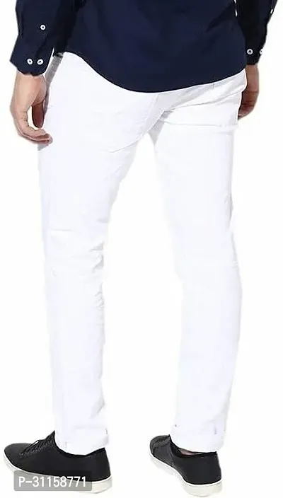 Stylish White Cotton Blend Mid-Rise Jeans For Men-thumb2