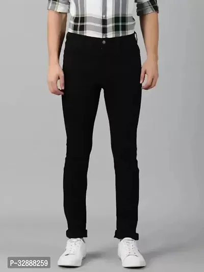 Stylish Black Denim Mid-Rise Jeans For Men-thumb0