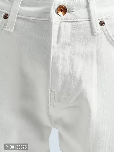 Stylish White Denim Solid Mid-Rise Jeans For Men-thumb3