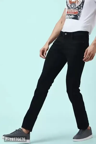 Reliable Black Cotton Blend Mid-Rise Jeans For Men-thumb2