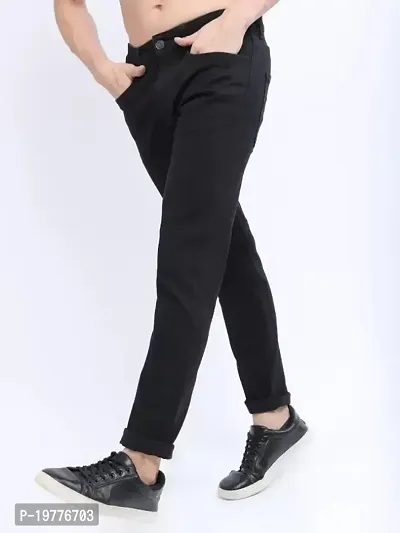 Reliable Black Cotton Blend Low-Rise Jeans For Men-thumb2