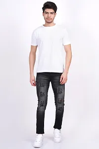 Stylish Black Cotton Blend Mid-Rise Jeans For Men-thumb1