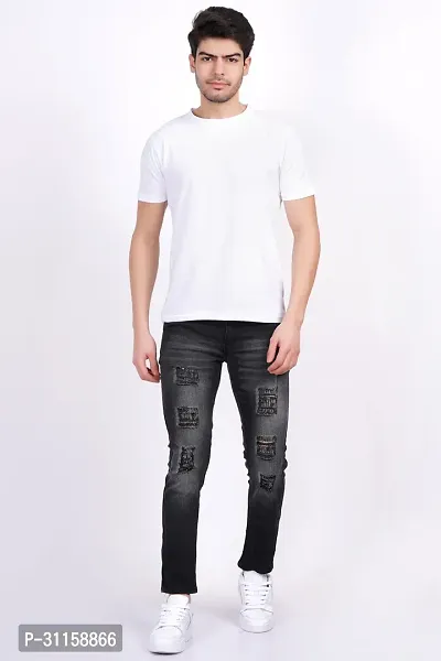 Stylish Black Cotton Blend Mid-Rise Jeans For Men-thumb2