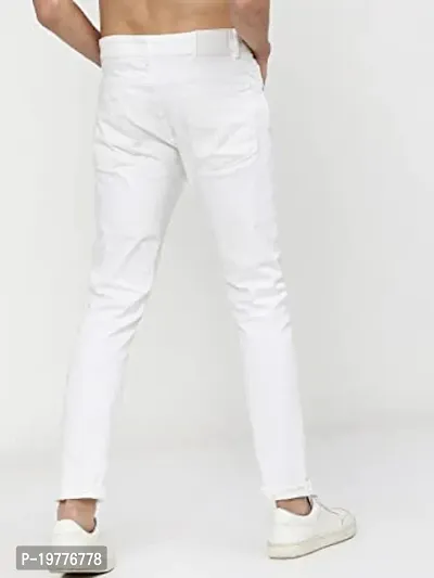 White Cotton Blend Mid Rise Jeans For Men-thumb2