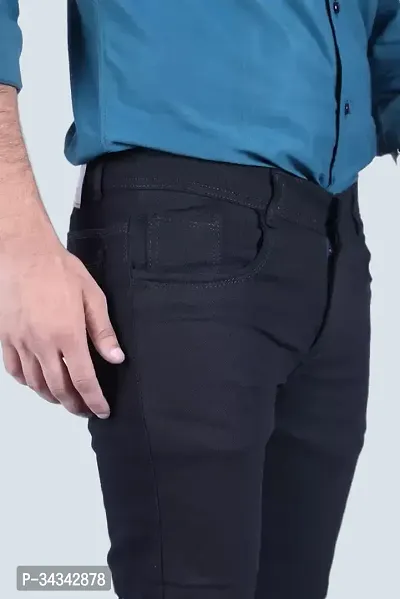 Elegant Black Denim Solid Jeans For Men And Boys-thumb3