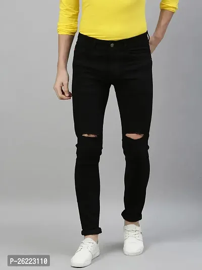 Stylish Lycra Blend Mid-Rise Jeans For Men-thumb0