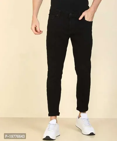 Reliable Black Cotton Blend Mid-Rise Jeans For Men