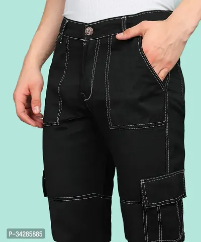 Stylish Black Denim Solid Mid-Rise Jeans For Men-thumb5