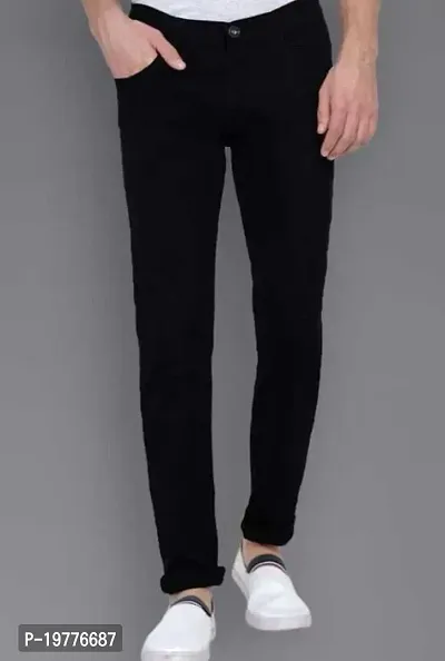 Reliable Black Denim Mid-Rise Jeans For Men