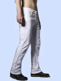 Elegant White Denim Solid Jeans For Men-thumb3