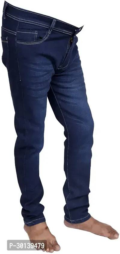 Stylish Blue Denim Faded Mid-Rise Jeans For Men-thumb4