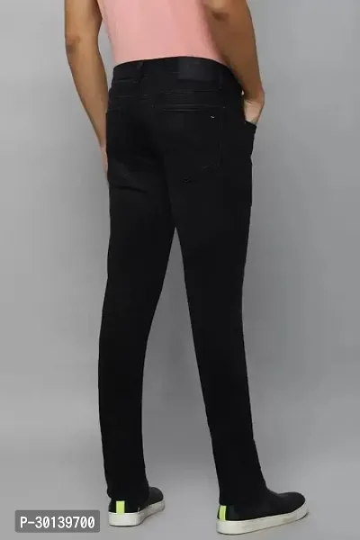 Stylish Black Denim Solid Mid-Rise Jeans For Men-thumb3