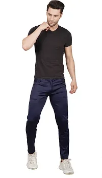 Stylish Blue Polyester Spandex Solid Track Pant For Men-thumb2