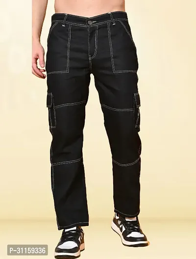 Stylish Black Denim Mid-Rise Jeans For Men-thumb0