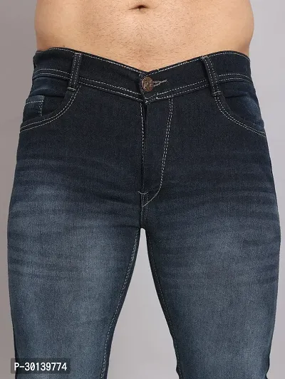 Stylish Blue Denim Faded Mid-Rise Jeans For Men-thumb3