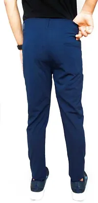 Linaria Stylish Blue Polyester Solid Regular Fit Trouser For Men-thumb1