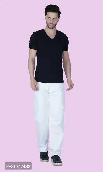 Elegant White Denim Solid Jeans For Men-thumb4