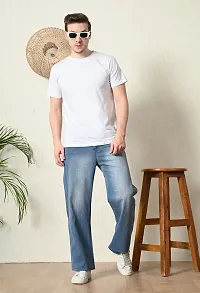 Elegant Light Blue Denim Solid Jeans For Men-thumb2