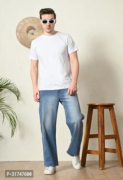 Elegant Light Blue Denim Solid Jeans For Men-thumb3