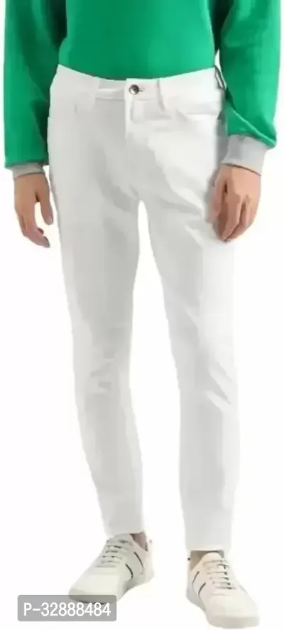 Stylish White Denim Mid-Rise Jeans For Men-thumb0