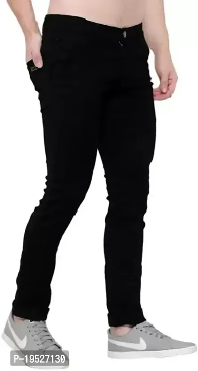 Stylish Cotton Blend Solid Mid-Rise Jeans For Men Pack Of 1-thumb3