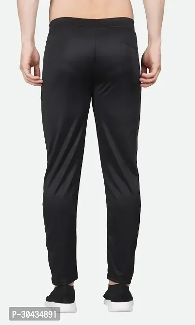 Stylish Black Polyester Spandex Solid Track Pant For Men-thumb2