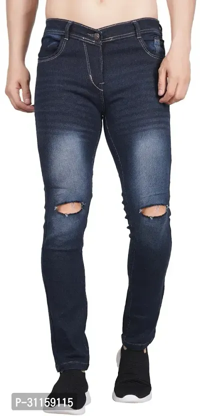 Stylish Blue Cotton Blend Mid-Rise Jeans For Men-thumb0