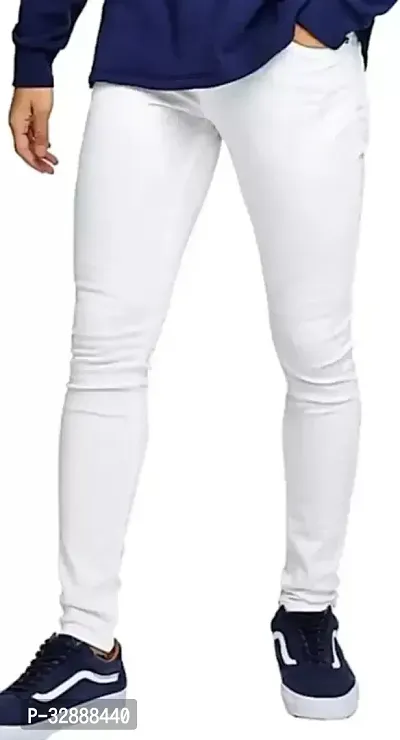 Stylish White Denim Mid-Rise Jeans For Men-thumb0