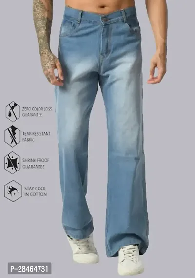 Stylish Blue Denim Solid Mid-Rise Jeans For Men-thumb0