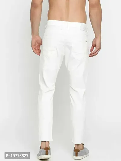 Reliable White Cotton Blend Mid-Rise Jeans For Men-thumb2