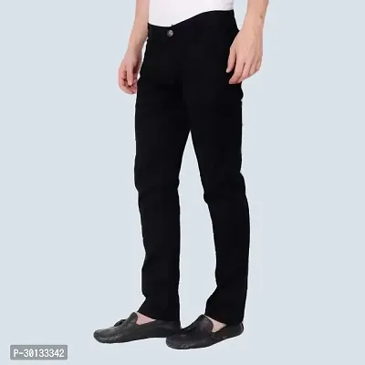 Stylish Black Denim Solid Mid-Rise Jeans For Men-thumb3