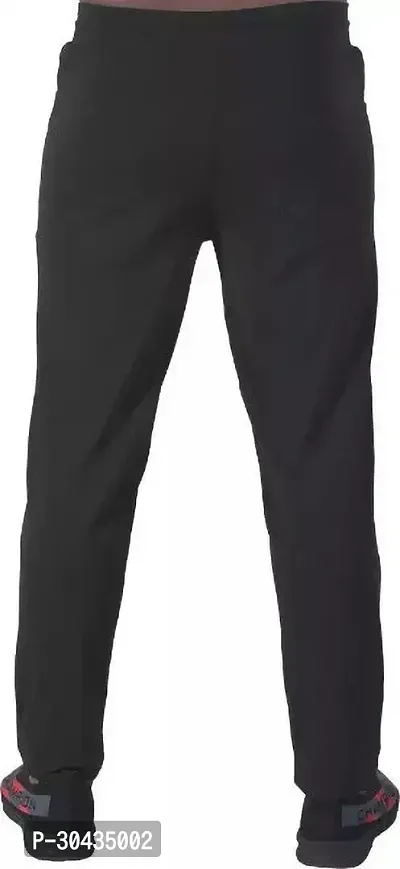 Stylish Black Polyester Spandex Solid Track Pant For Men-thumb2