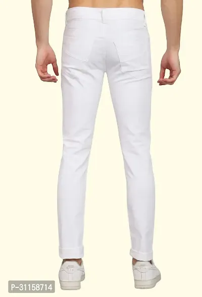 Stylish White Lycra Blend Mid-Rise Jeans For Men-thumb2