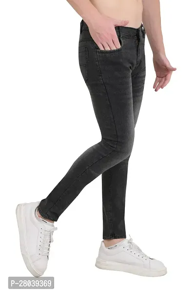 Stylish Black Cotton Blend Mid-Rise Jeans For Men-thumb4