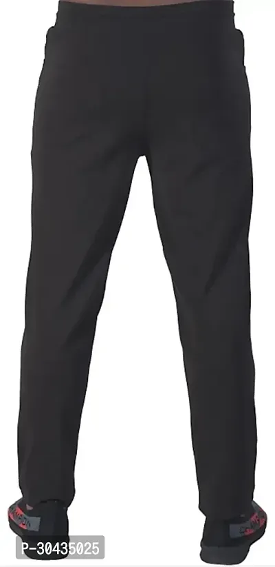 Stylish Black Polyester Spandex Solid Track Pant For Men-thumb2